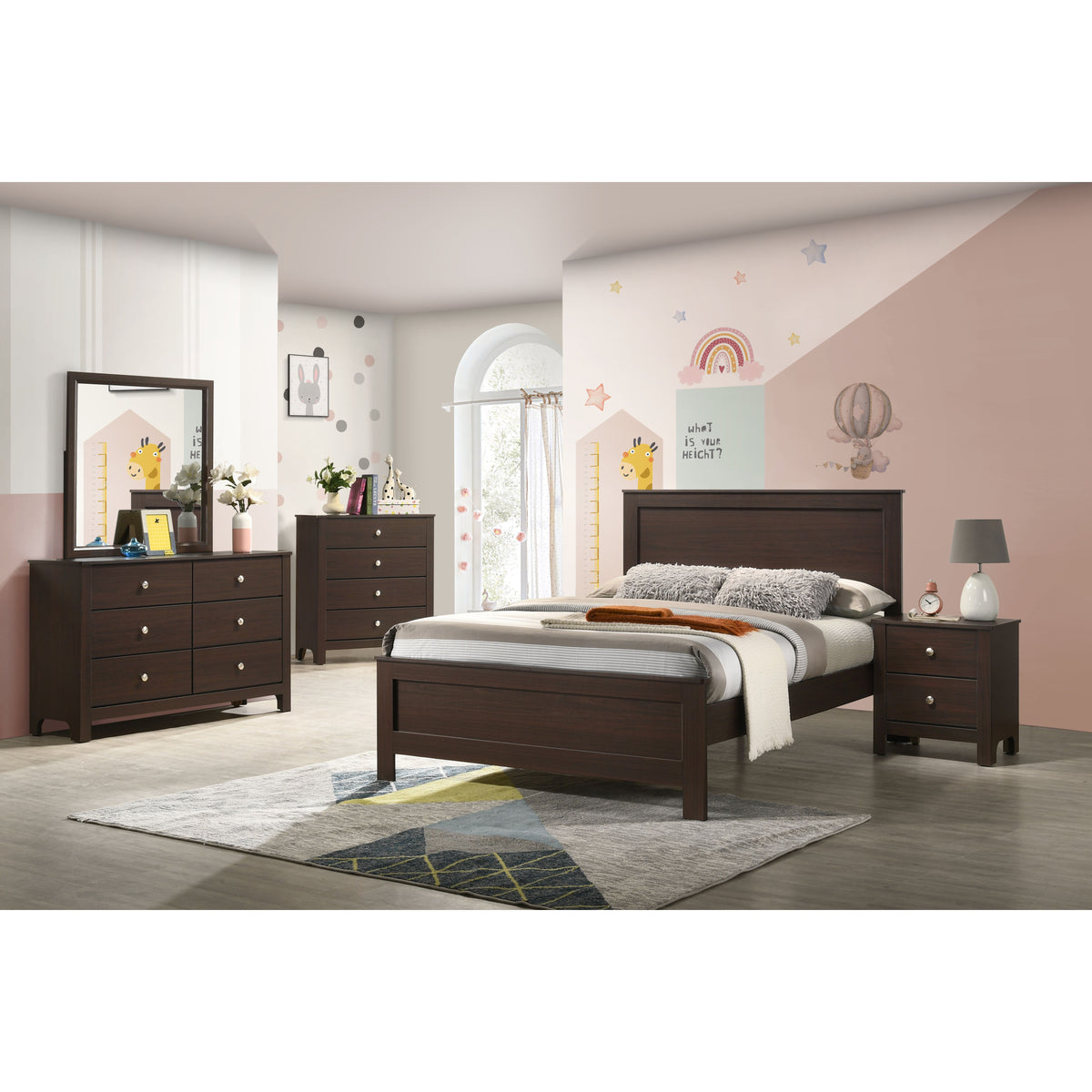 Sami Youth Dresser And Mirror Set In Espresso