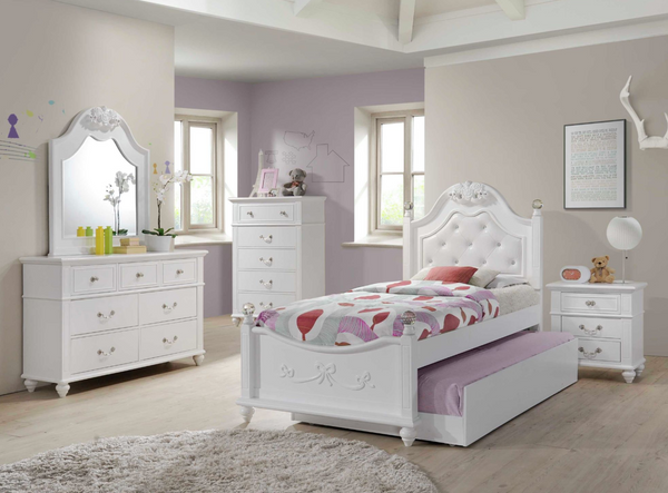 Alana Twin Plataform Bed With Storage Trundle 5Pc Set
