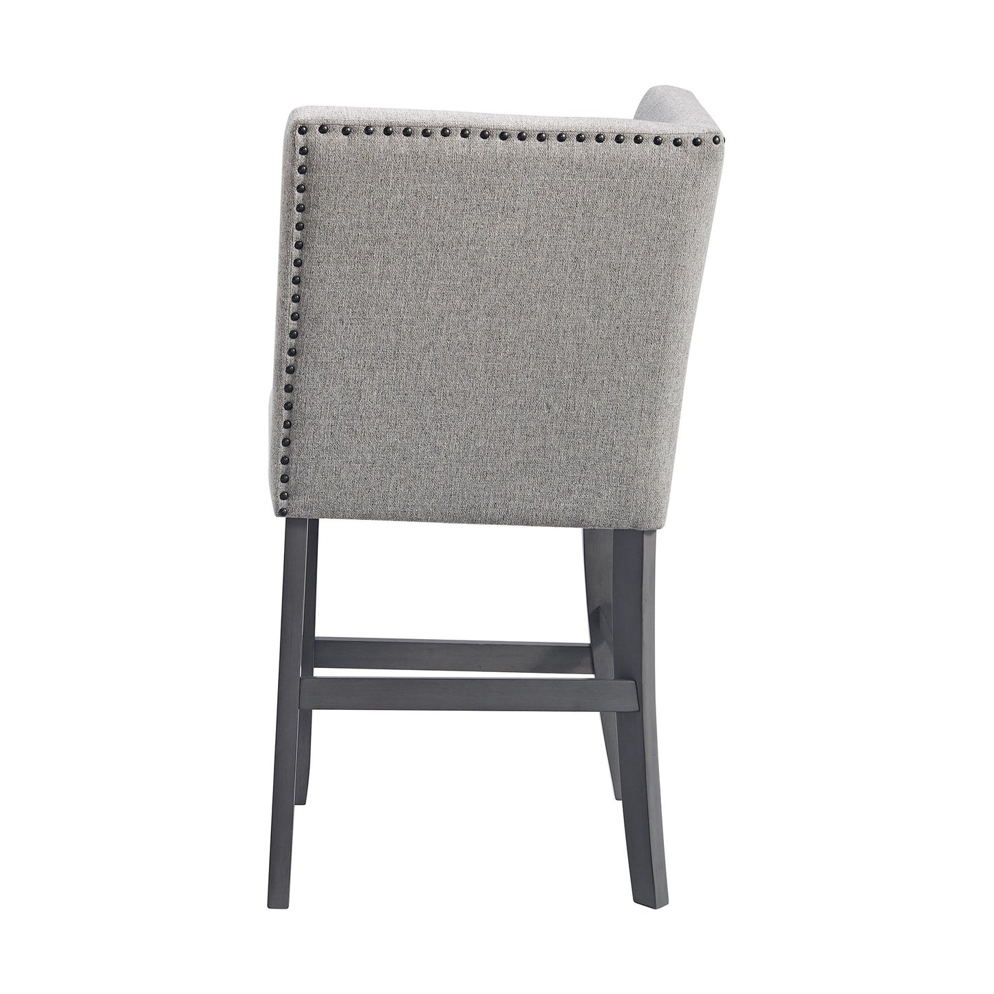 Seneca Counter Corner Bench with Upholstered Back and Grey Fabric in Grey