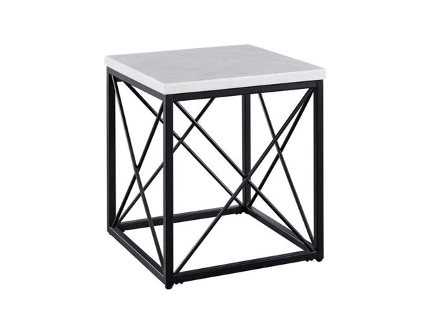 Mesa auxiliar de mármol blanco Skyler