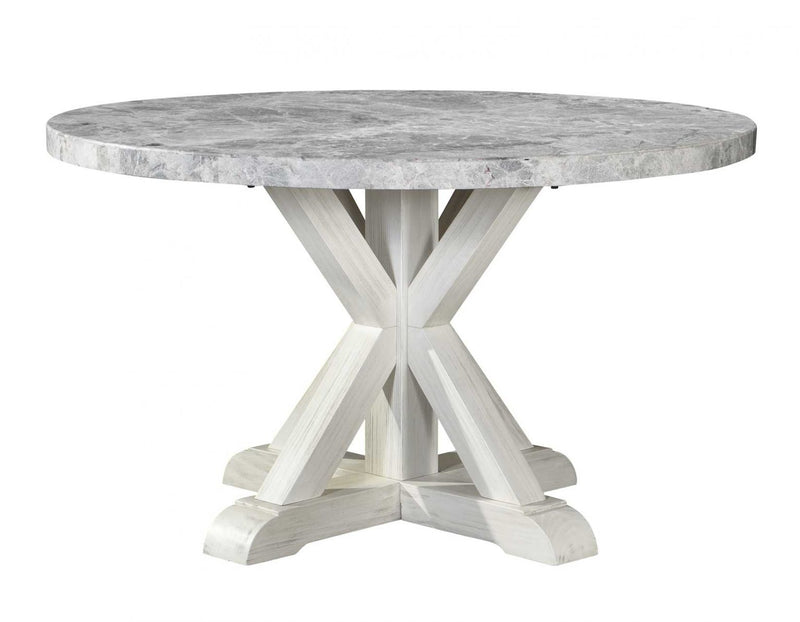 Mesa de comedor redonda de mármol gris Canova
