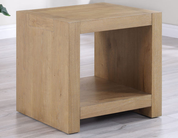 Mesa auxiliar Aubrey, acabado madera flotante