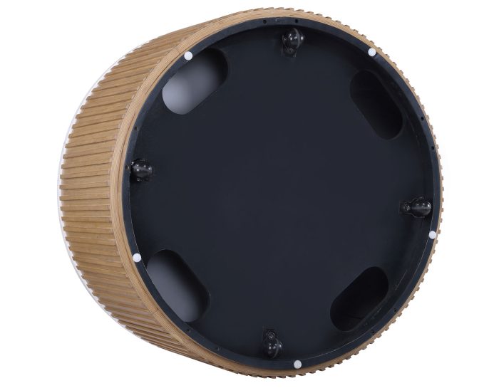 Mesa de centro Colvin redonda de 91 cm con ruedas y cubierta de mármol blanco, acabado caramelo