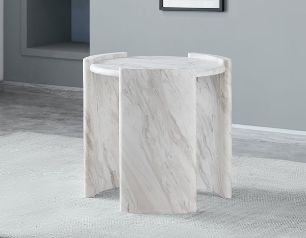 Mesa auxiliar redonda de imitación de mármol merino