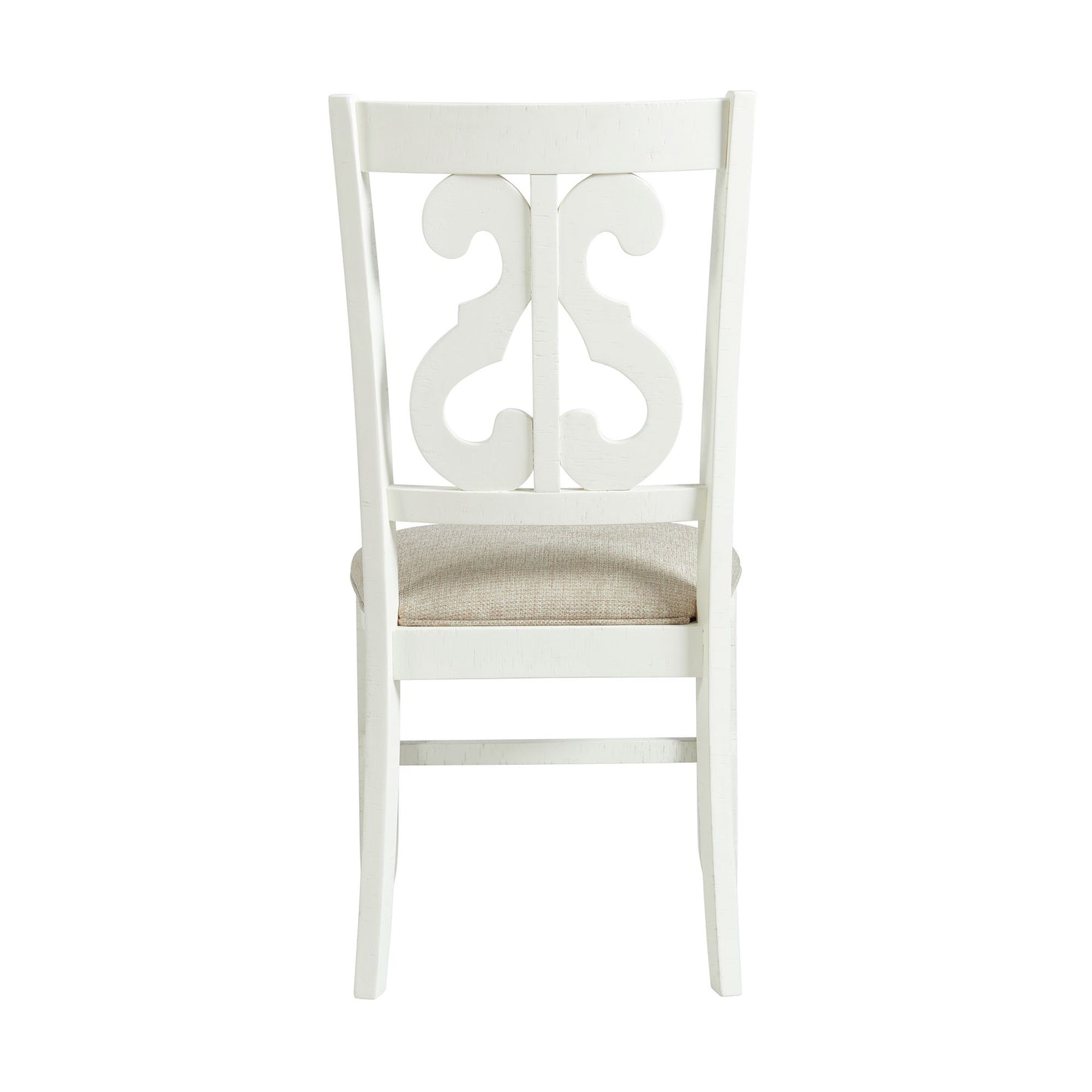 Stone Wooden Swirl Back Side Chair in White (2 Per Pack)