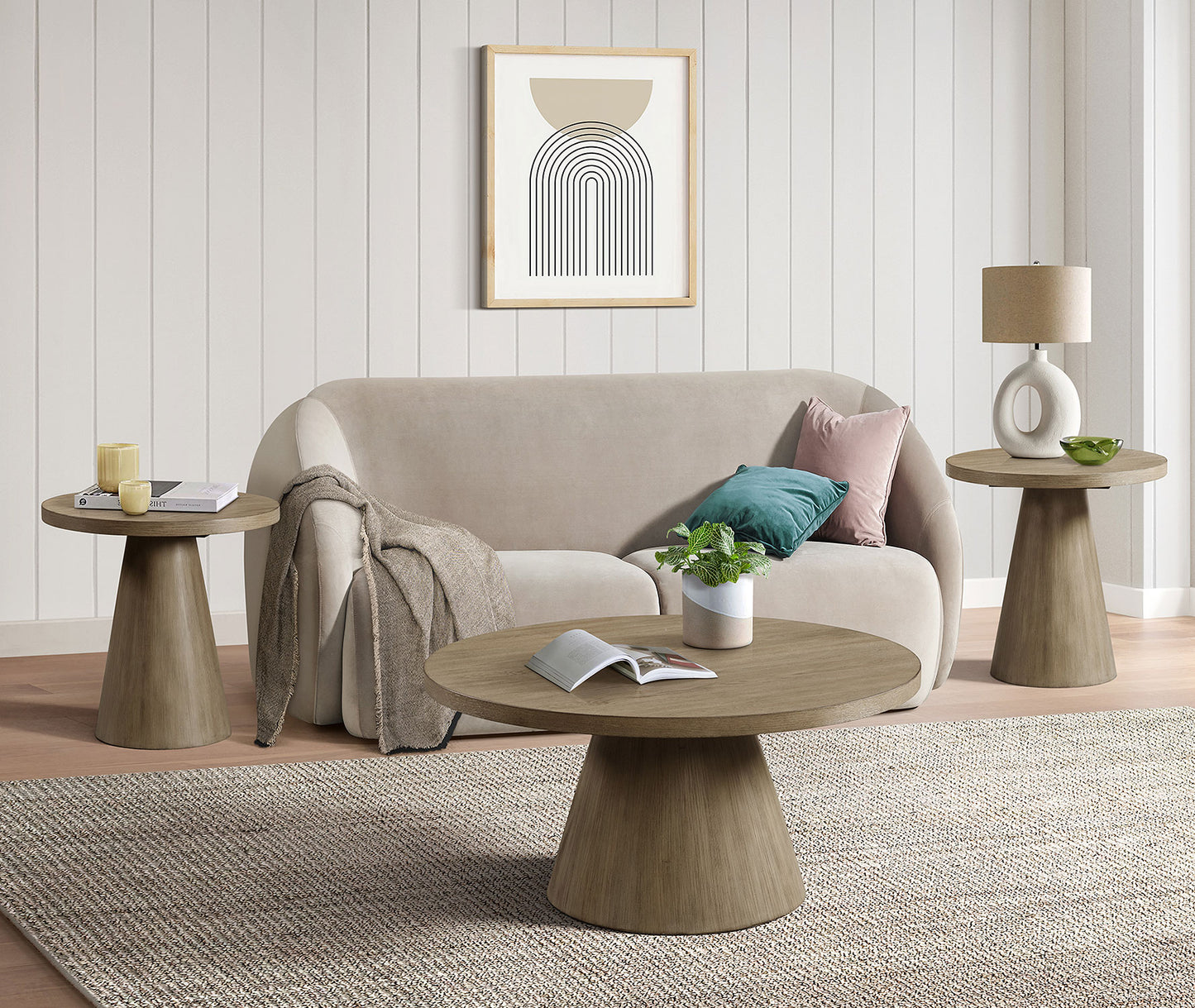 Portland Round Coffee Table in Grey