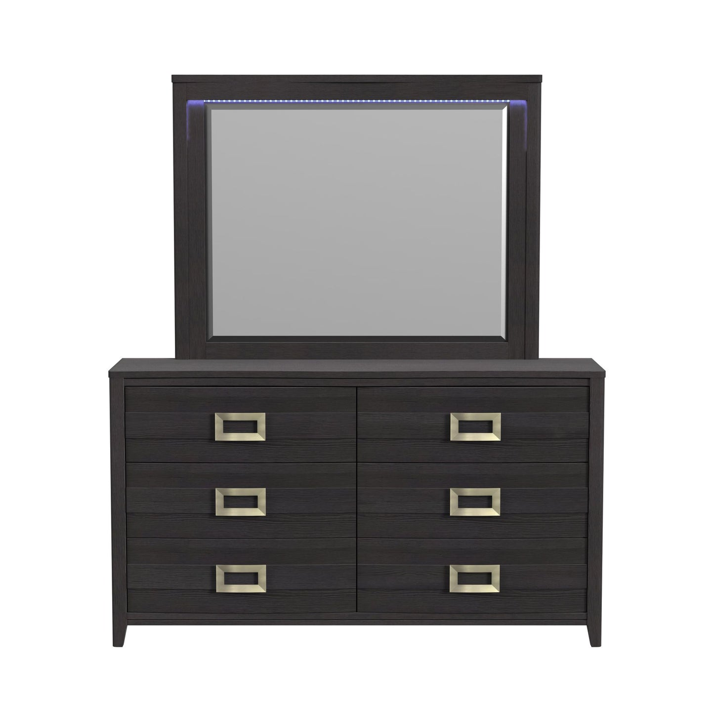 Tobias Dresser and Mirror Set with LED in Black