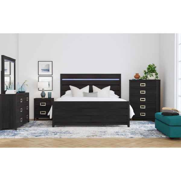 Tobias King 3Pc Bedroom Set With Led In Black