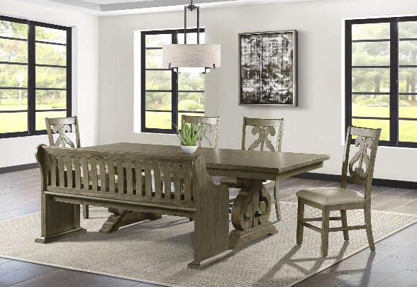 Stone Pew Bench Gray Finish