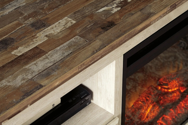 Mueble para TV Willowton de 64" con chimenea eléctrica