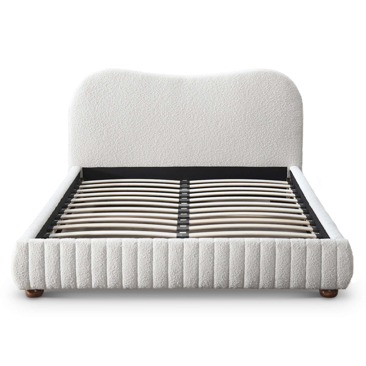 Norme Boucle Upholstered Queen Size Platform Bed In Cream