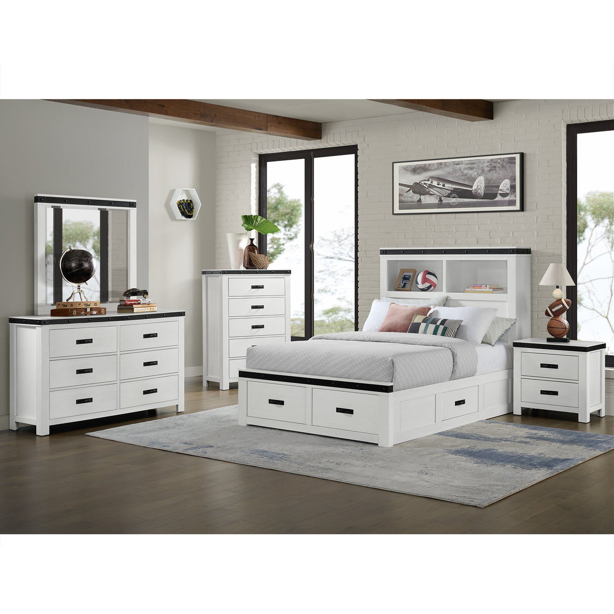 Wade Youth Full Platform Storage Bed In White