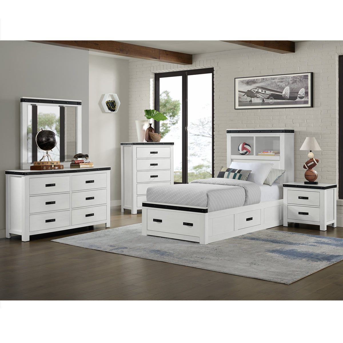 Wade Youth Dresser And Mirror Set In White