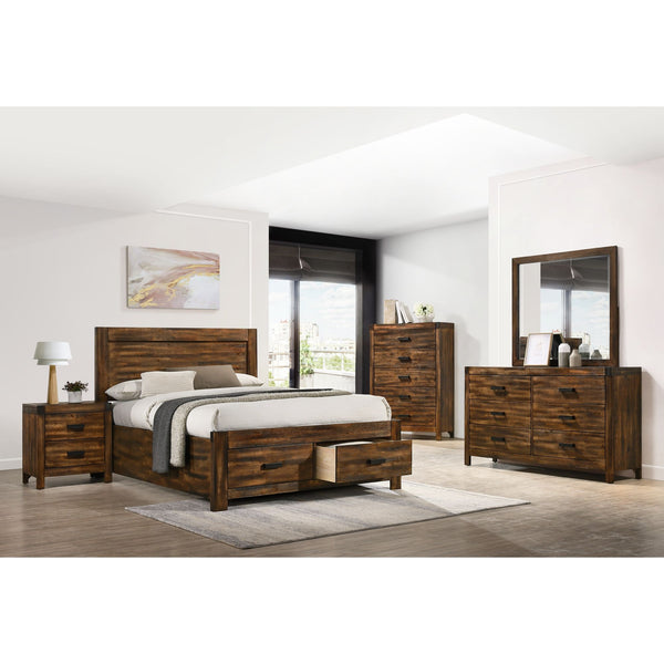 Warner Queen 3Pc Platform Storage Bedroom Set In Chestnut