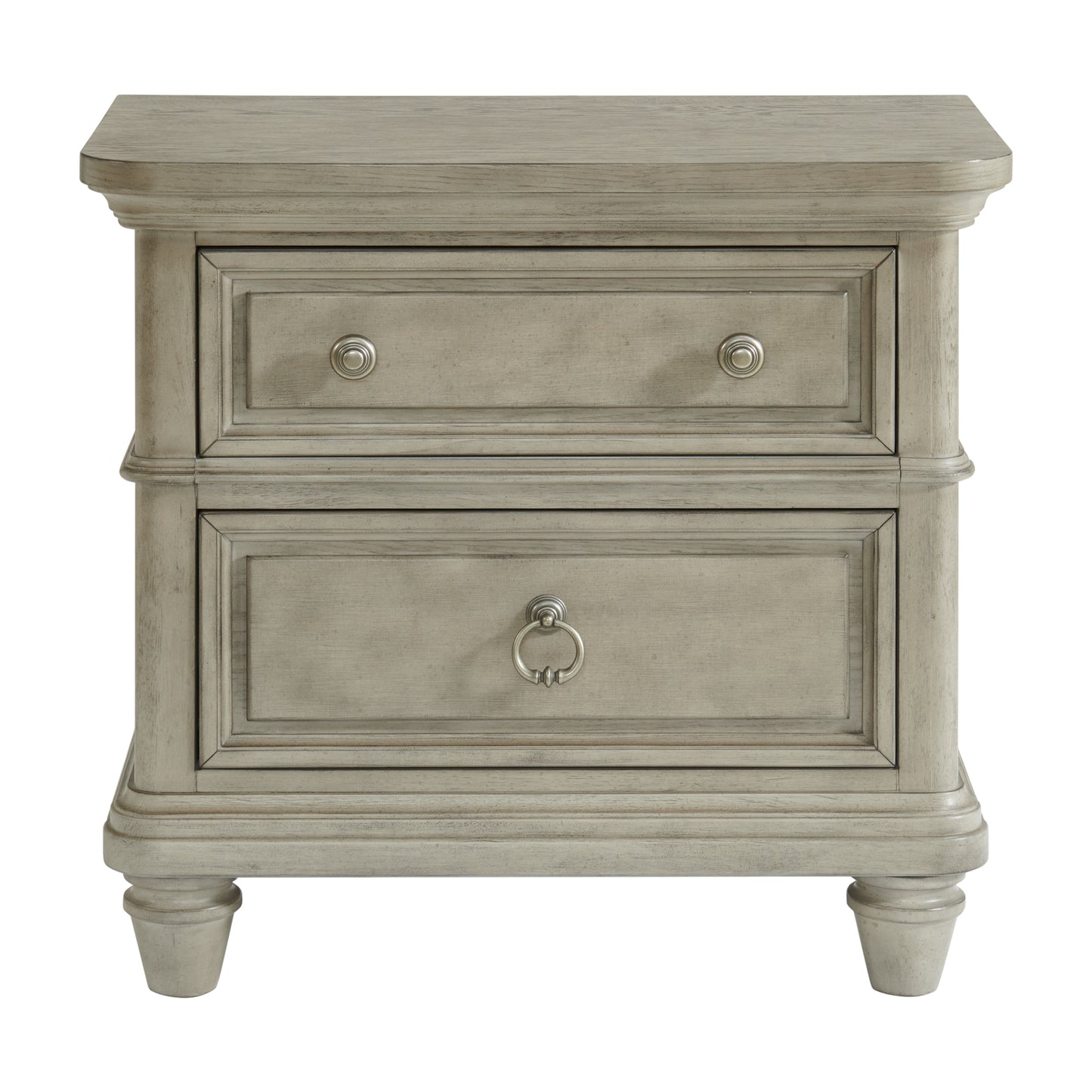 Whit-Ash 2-Drawer Nightstand with USB in Light Grey