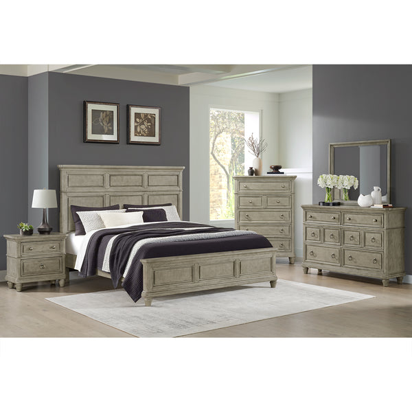Whit-Ash King Panel 5Pc Bedroom Set In Light Grey