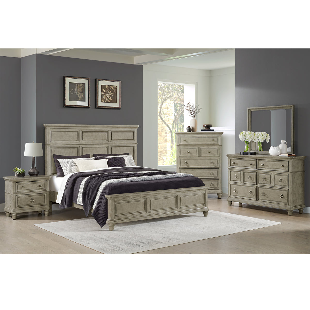 Whit-Ash 2-Drawer Nightstand With Usb In Light Grey