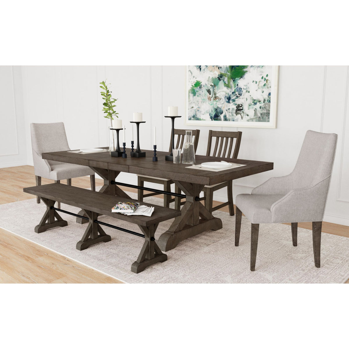 Yellowstone Dining Table With 2X12" Leaves In Medium Brown