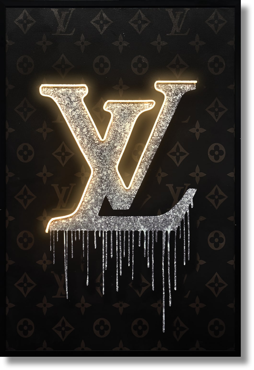 ''Luxurious Drip Logo Art'' Hand-painted LED in Frame