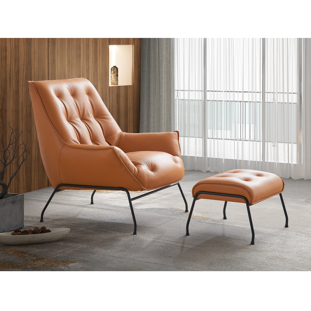 Silla decorativa tapizada Zusa de 35" de ancho y otomana