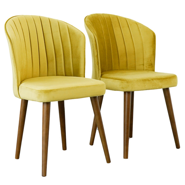 Juego de 2 sillas de comedor Parsons - Terciopelo dorado