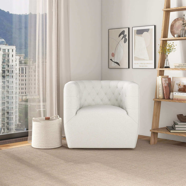 Silla giratoria Delaney color crema Boucle