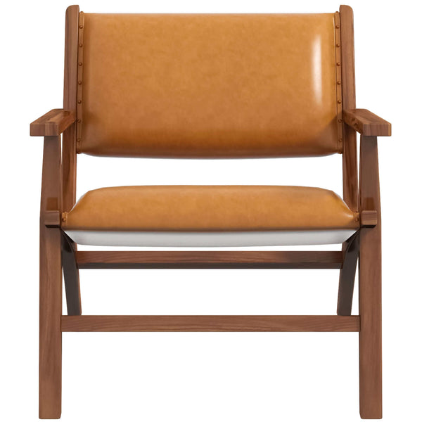 Sillón Hendrix de cuero color canela antiguo