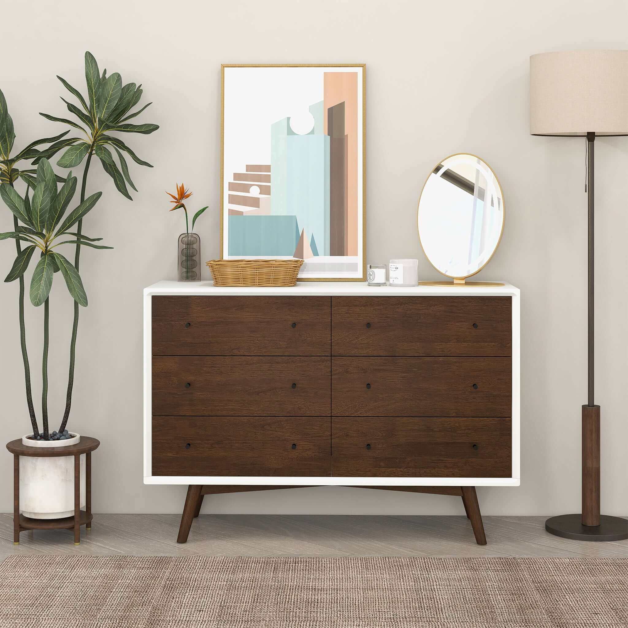 white dresser mid century modern Ashcroft Furniture Drs00700304 Mid Century Modern Dresser 6 Drawer, White