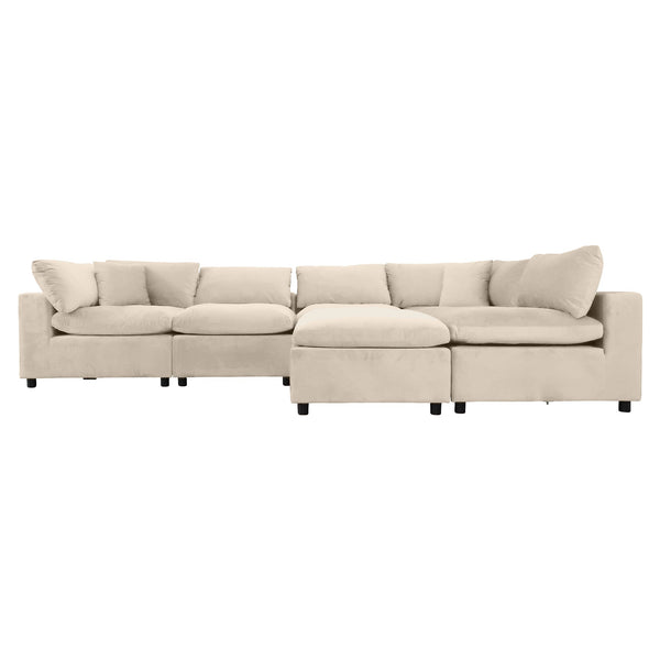 Sofá modular seccional de terciopelo color marfil Hayward