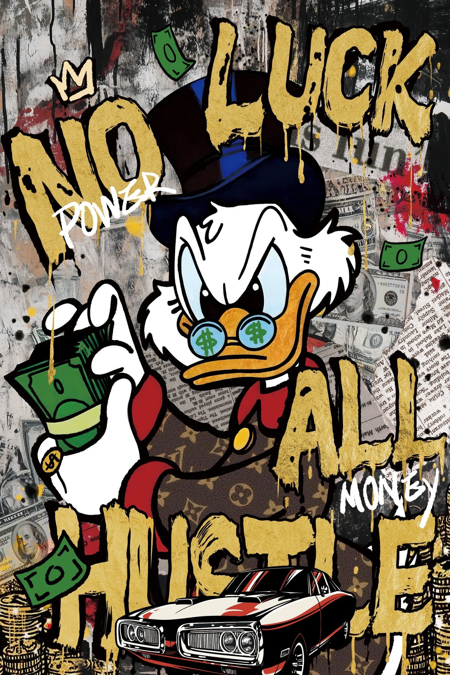 ''No Luck All Hustle'' Hand-painted Gloss Canvas