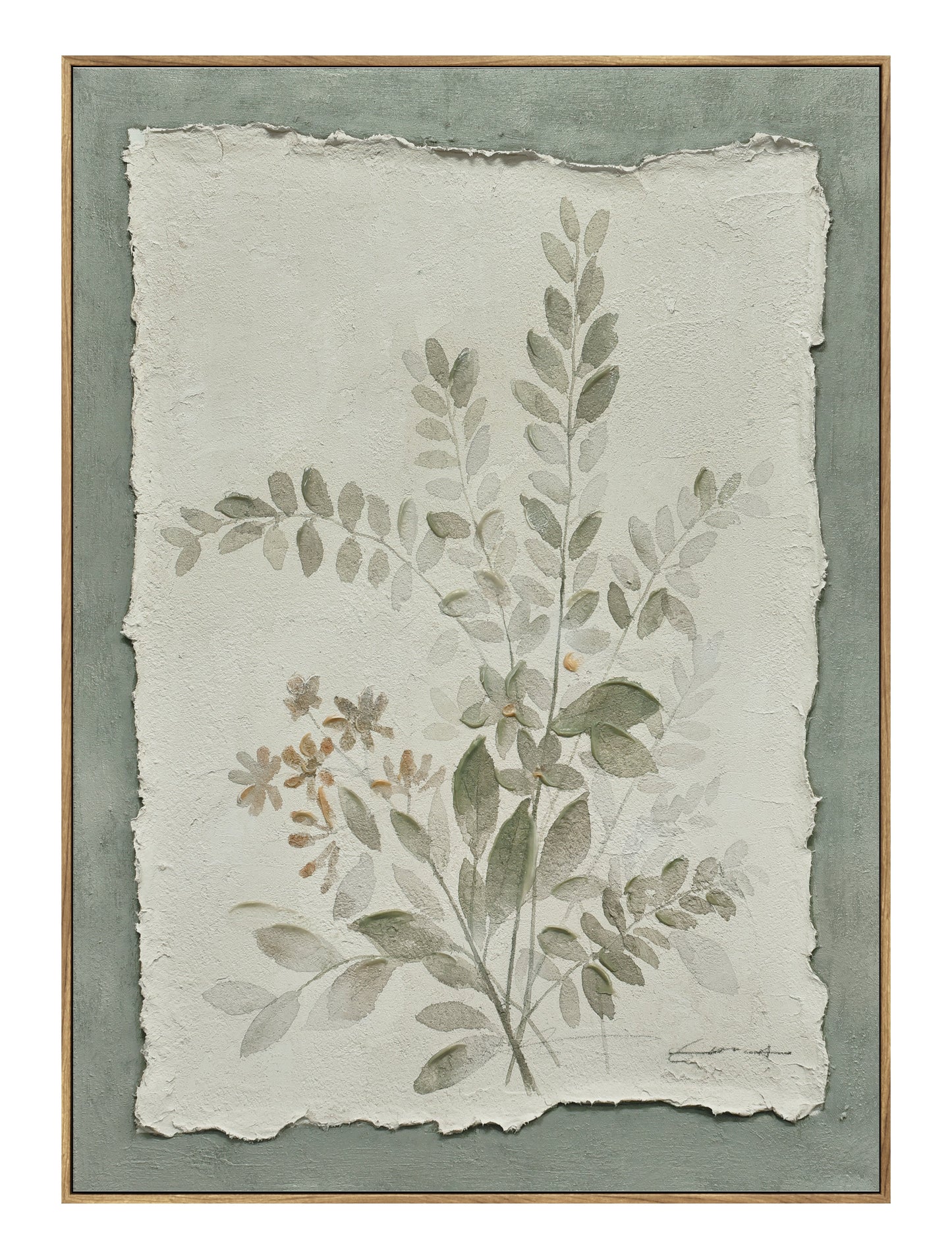 ''Flowers on Paper II'' Hand-painted Canvas in Frame