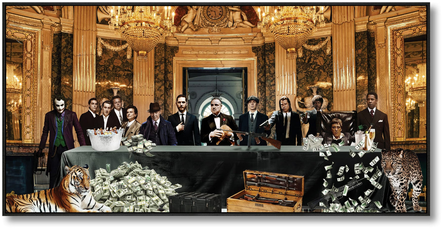''Gangster Movie Icons Art in Lavish Setting'' Gloss w/ Foil in Frame