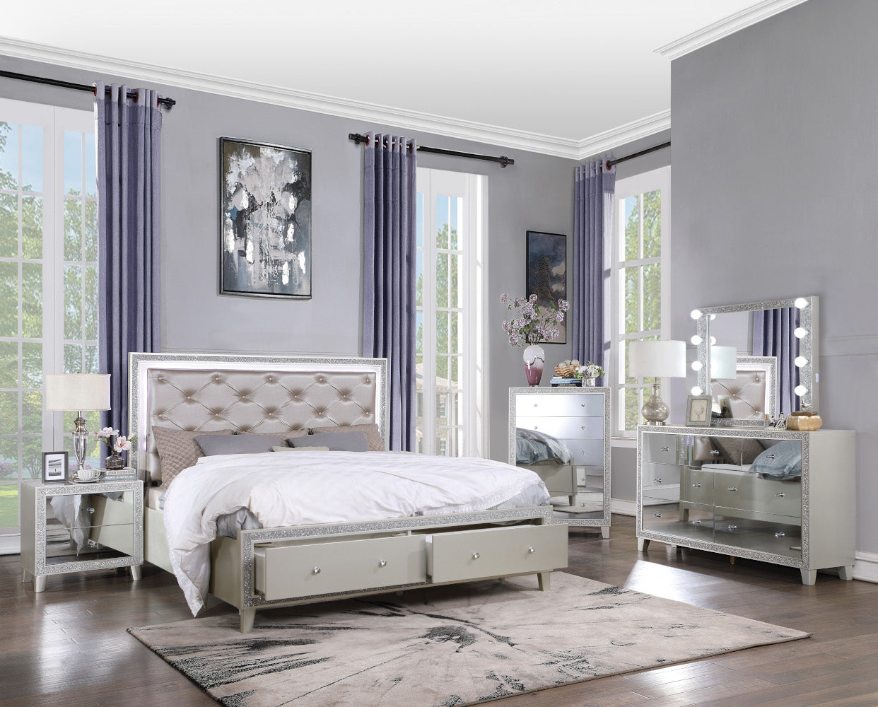 Mesita de noche Sliverfluff de 26" de alto y 2 cajones