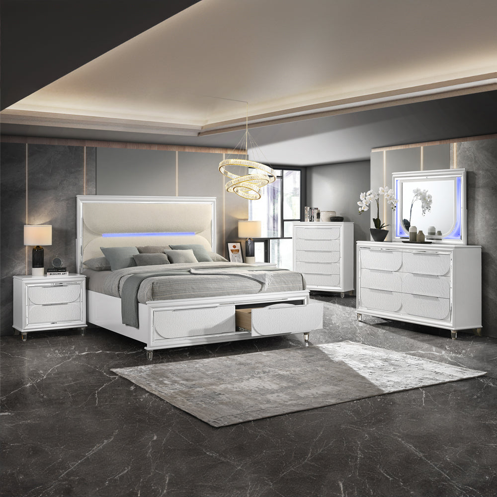 Tarian Queen Bed W/LED & Storage