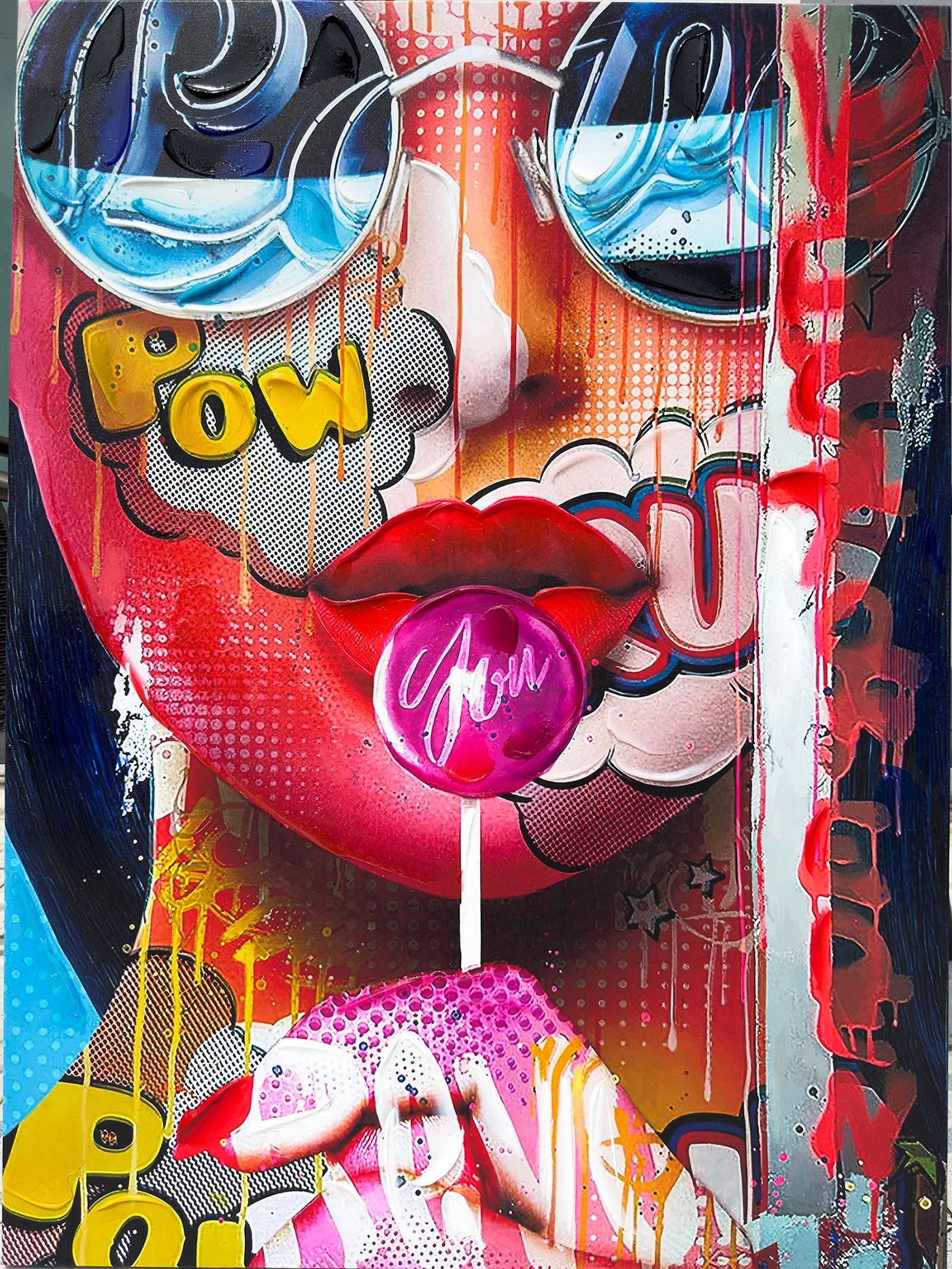 ''Urban Pow Pop Lollipop'' Hand-painted Wrapped Canvas
