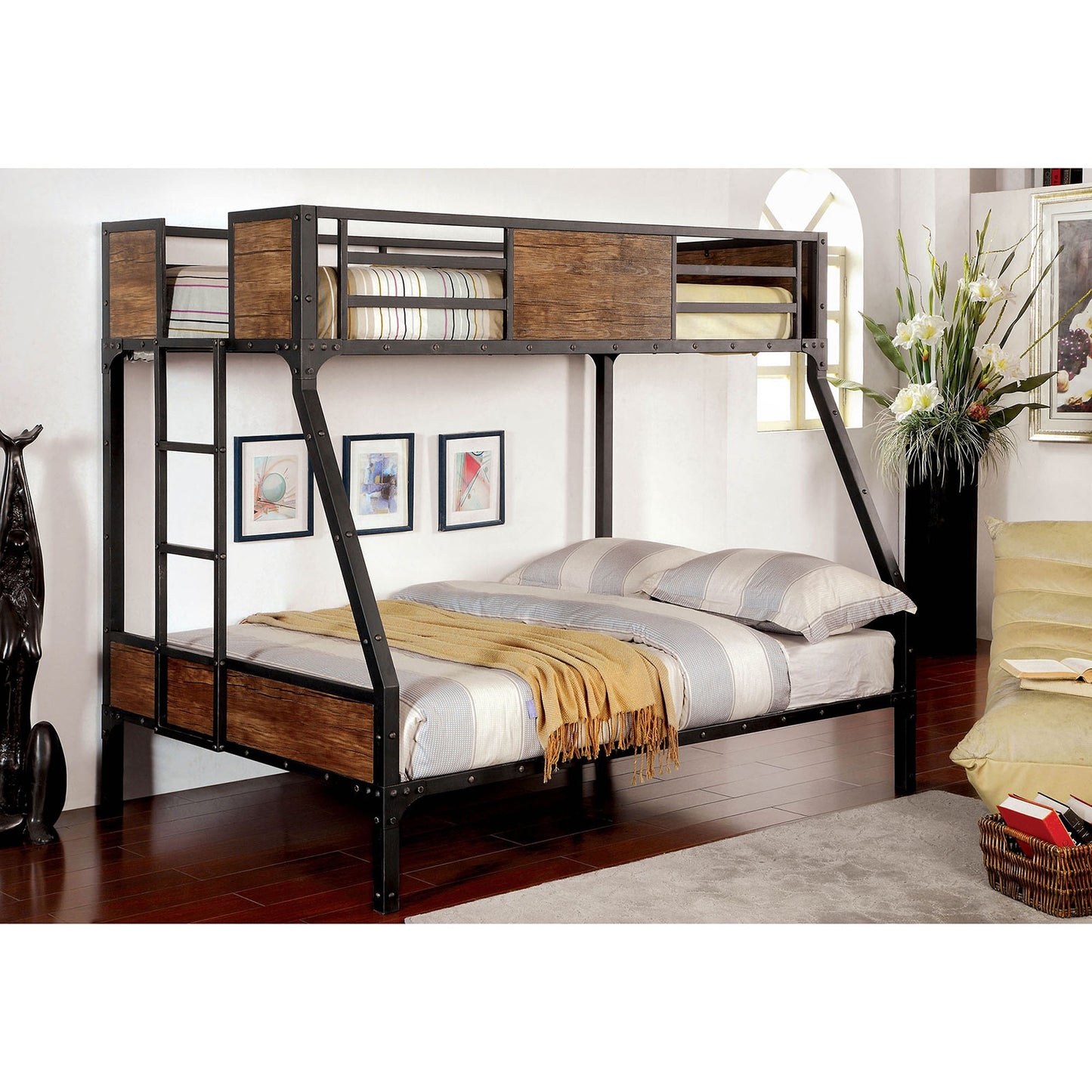 Clapton Twin/Full Bunk Bed in Black