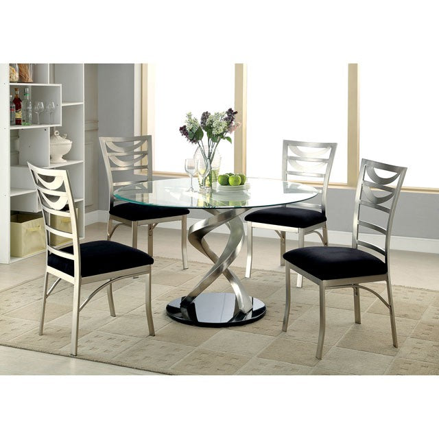 Roxo Side Chair Silver/Black (Set of 2)