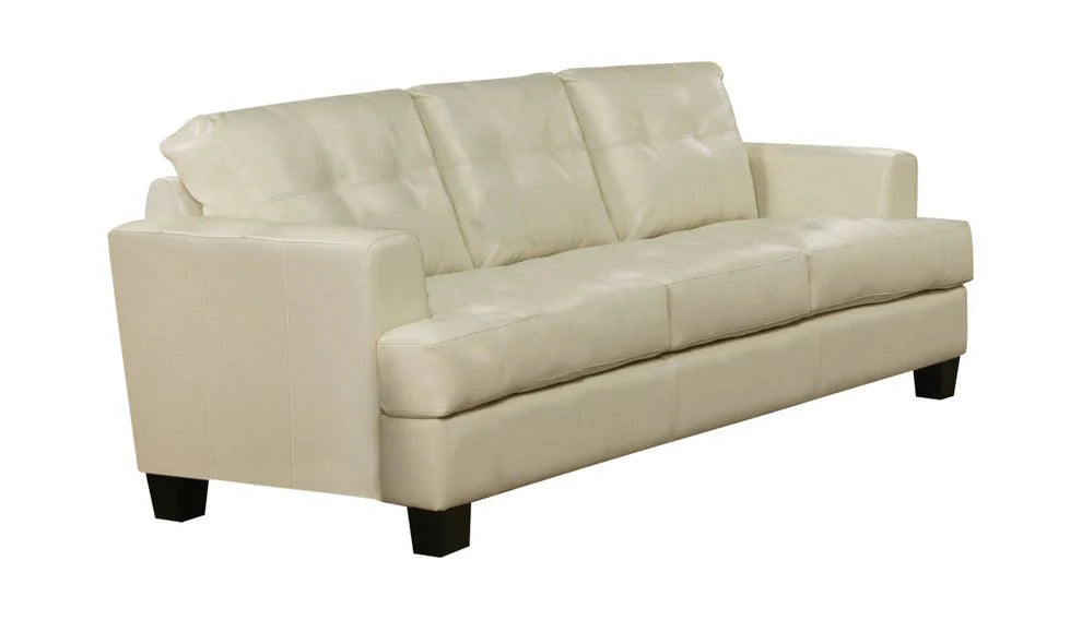 Contemporary Cream Leather Sofa