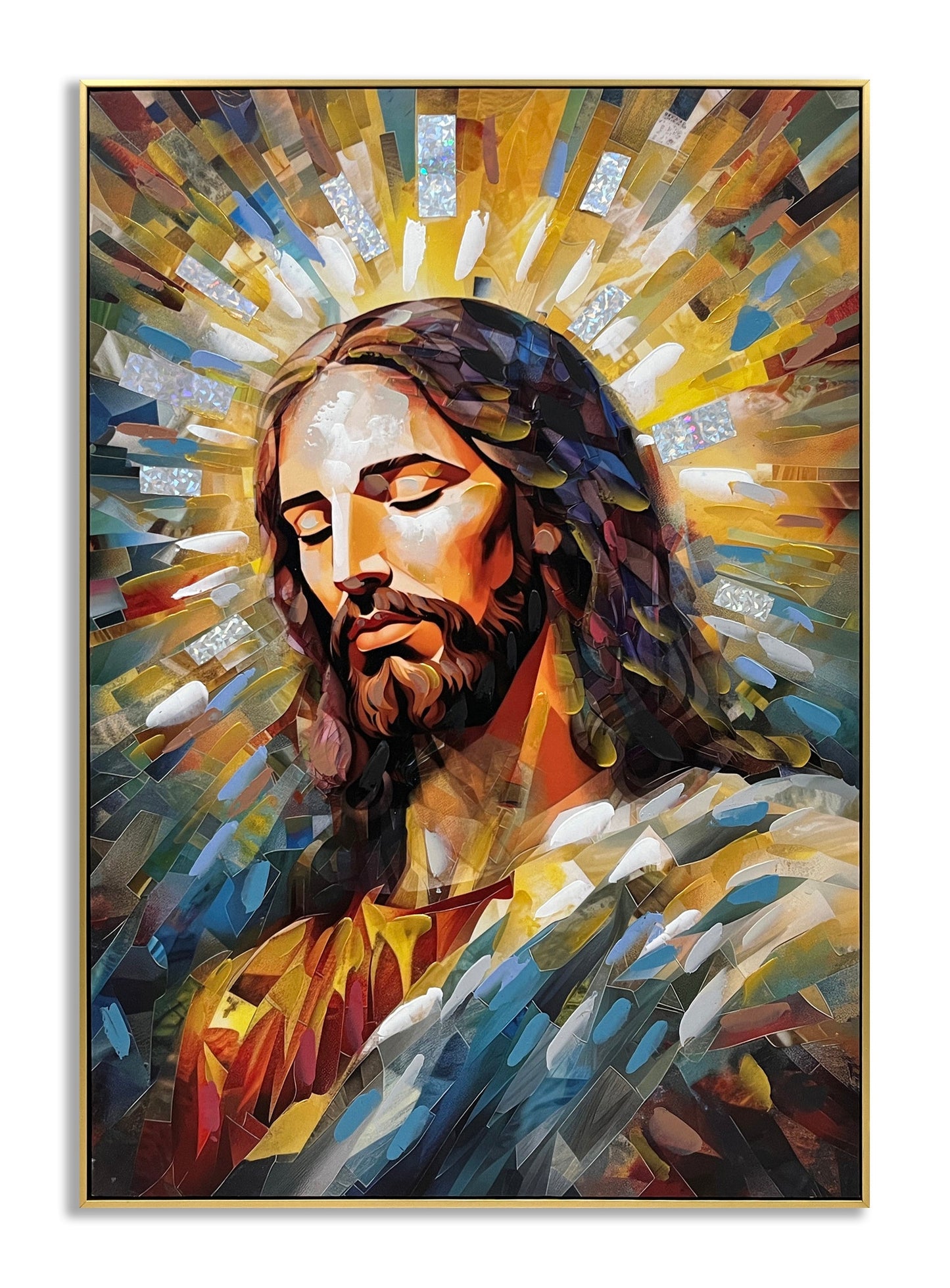 ''Jesus Facing Left'' Hand-painted Canvas in Frame