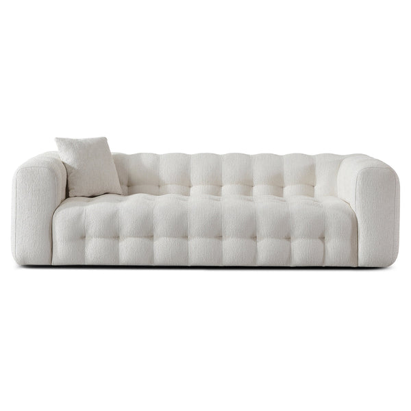 Sofá Chesterfield moderno Eden con borlas color crema