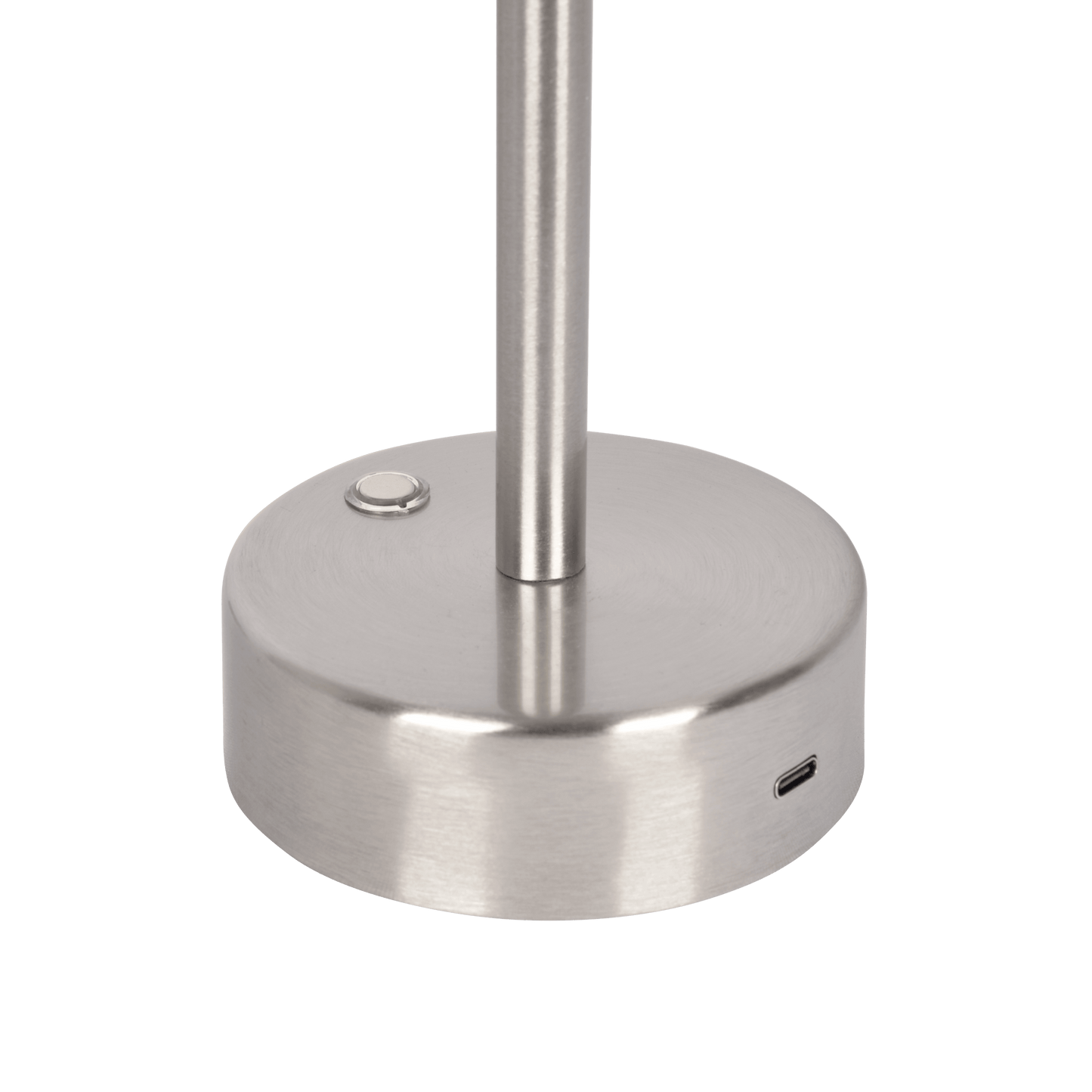 Lámpara de mesa LED recargable Elegance, níquel cepillado, interruptor táctil LED