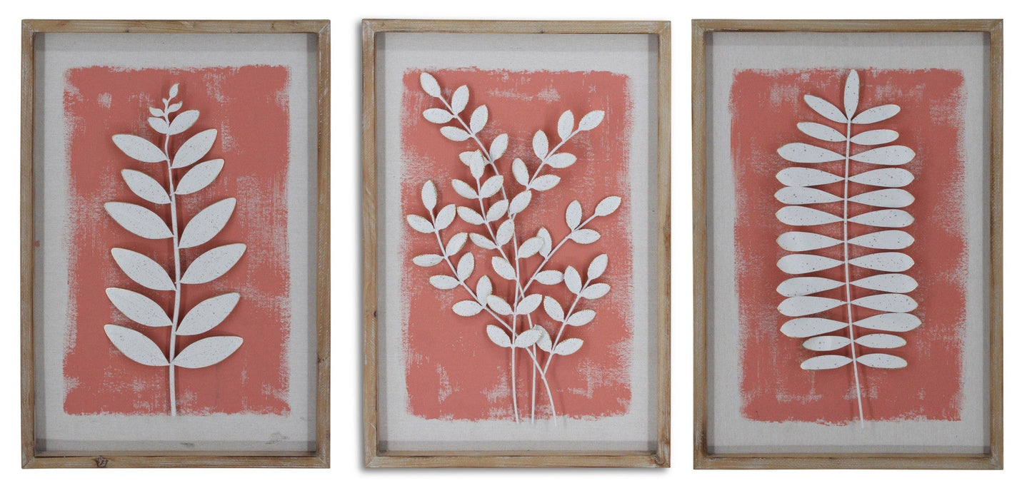 ''Framed Leaves (Set)'' Wood Wall Art