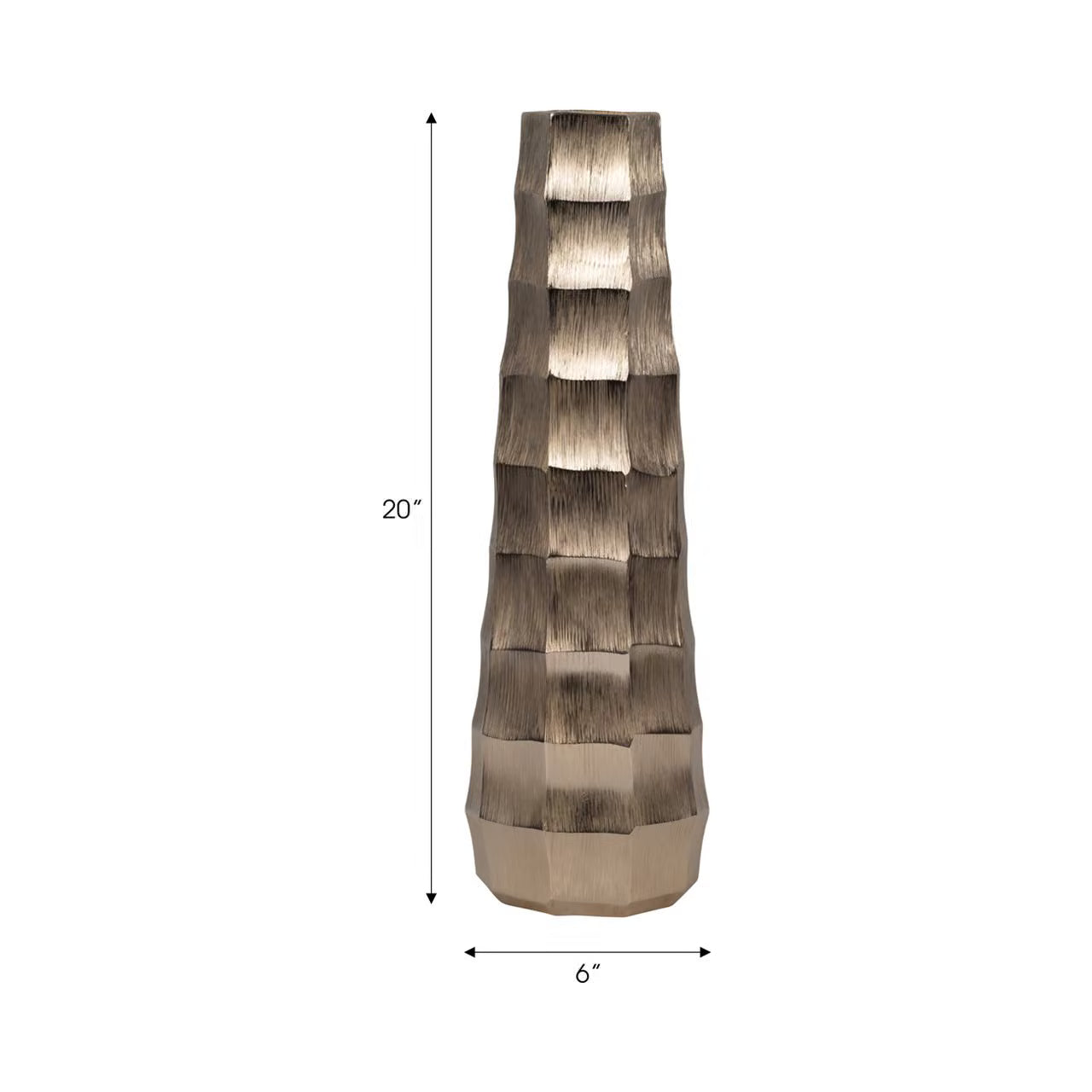 Terini Large Gold Metal Vase 20"(in)