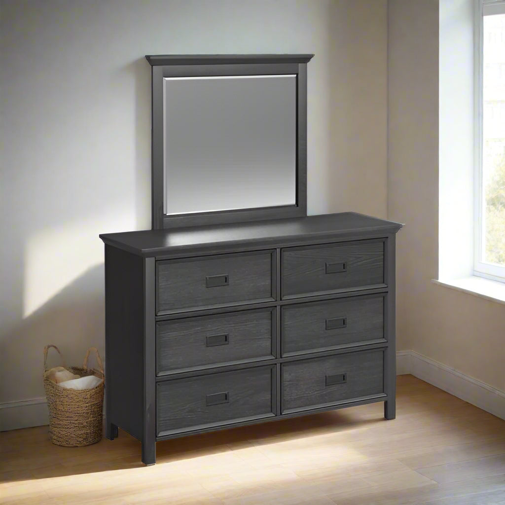 Hampton Kids Dresser and Mirror Set - Charcoal