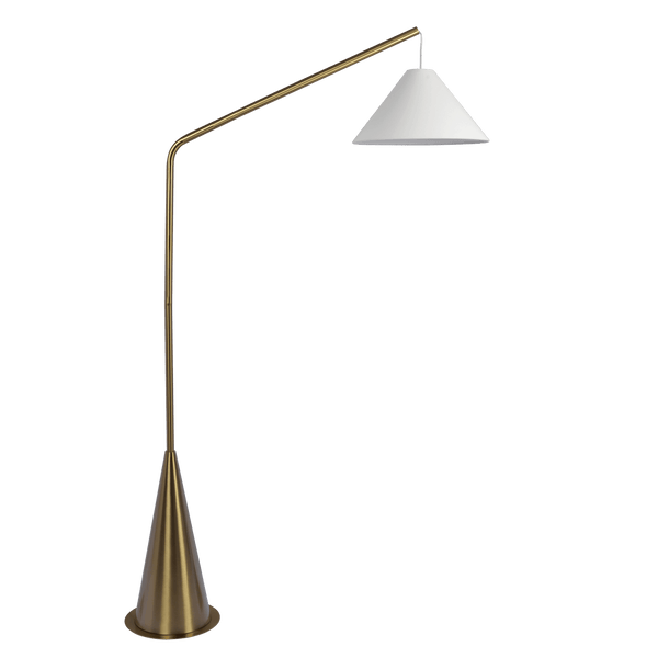 Lisbon Floor Lamp with On/Off Switch Coned Base Hanging White Shade