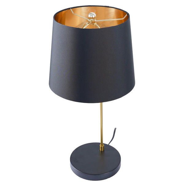 Lámpara de mesa brillante - Exterior negro e interior dorado