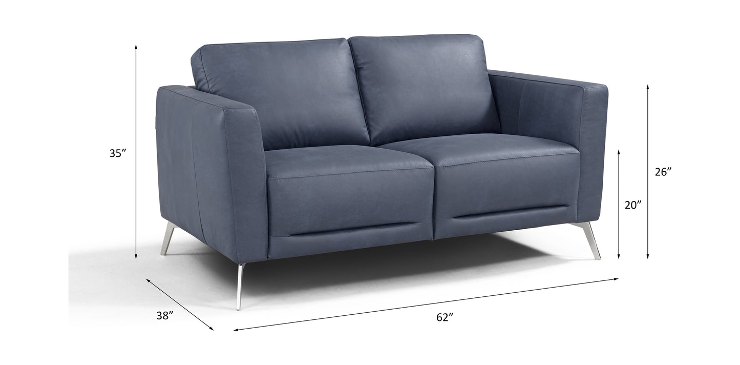 Loveseat Astonic de 62" de largo en cuero flor de primera calidad