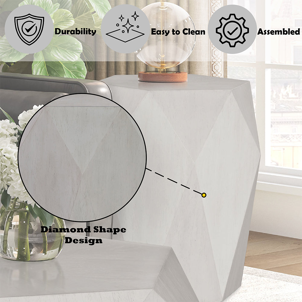 Hanniel END TABLE - Antique White
