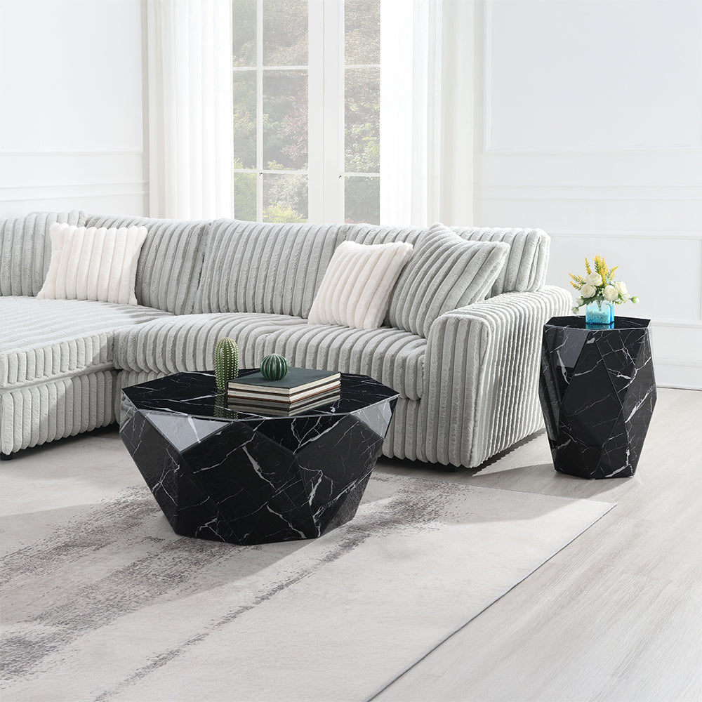 Dara Coffee Table - Glass Top & Black