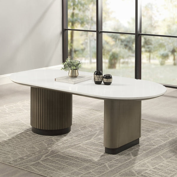 Clayten Oval Coffee Table with Engineering Top